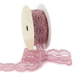 7/8" Mauve Lace Ribbon Hole French Trim Choose Length