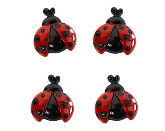 Summer Red Ladybug Flatback Resin Craft Embellishment Deco-Resins (4 pcs)