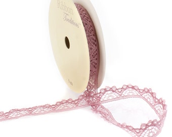 3/8" Mauve Vintage Narrow Lace Ribbon Trim Choose Length