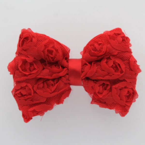 Red Shabby Rose Bow