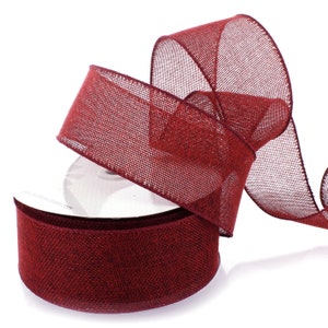Shappy 2 Rolls Burgundy Burlap Ribbon Wine Red Wired Edge 1.5 Inch for  Wreaths Solid Maroon Fabric Ribbons Wrapping Bow Craft Home Wedding  Decoration