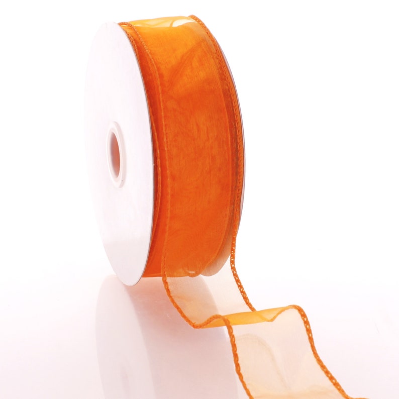 Tangerine Wired Sheer Organza Ribbon Choose Width Length