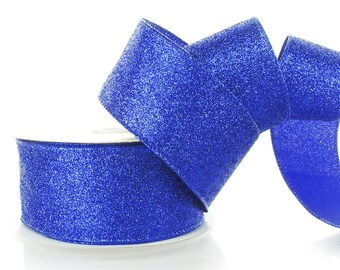 Wired Royal Blue Glitter Ribbon 2 1/2 inch Florist Wedding Holiday #40