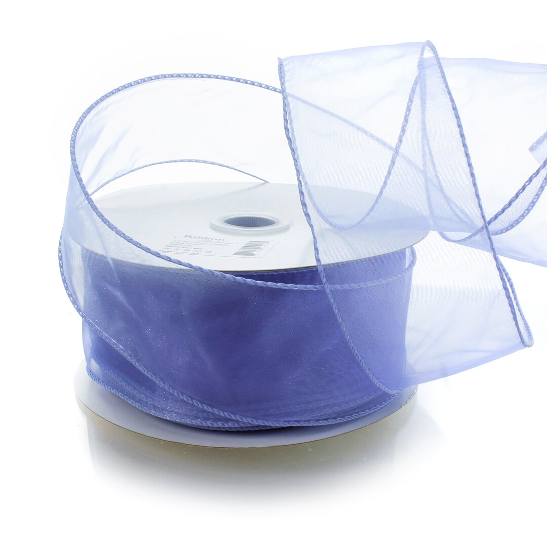 Iris Blue Sheer Organza Wired Ribbon Florist #40 #9 2.5