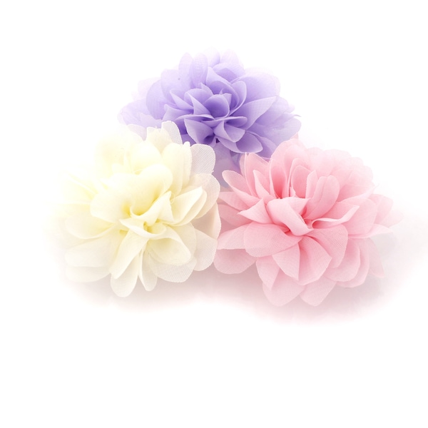 2.5 inch Chiffon Rounded Petals Shabby Fabric Flower Choose Colors