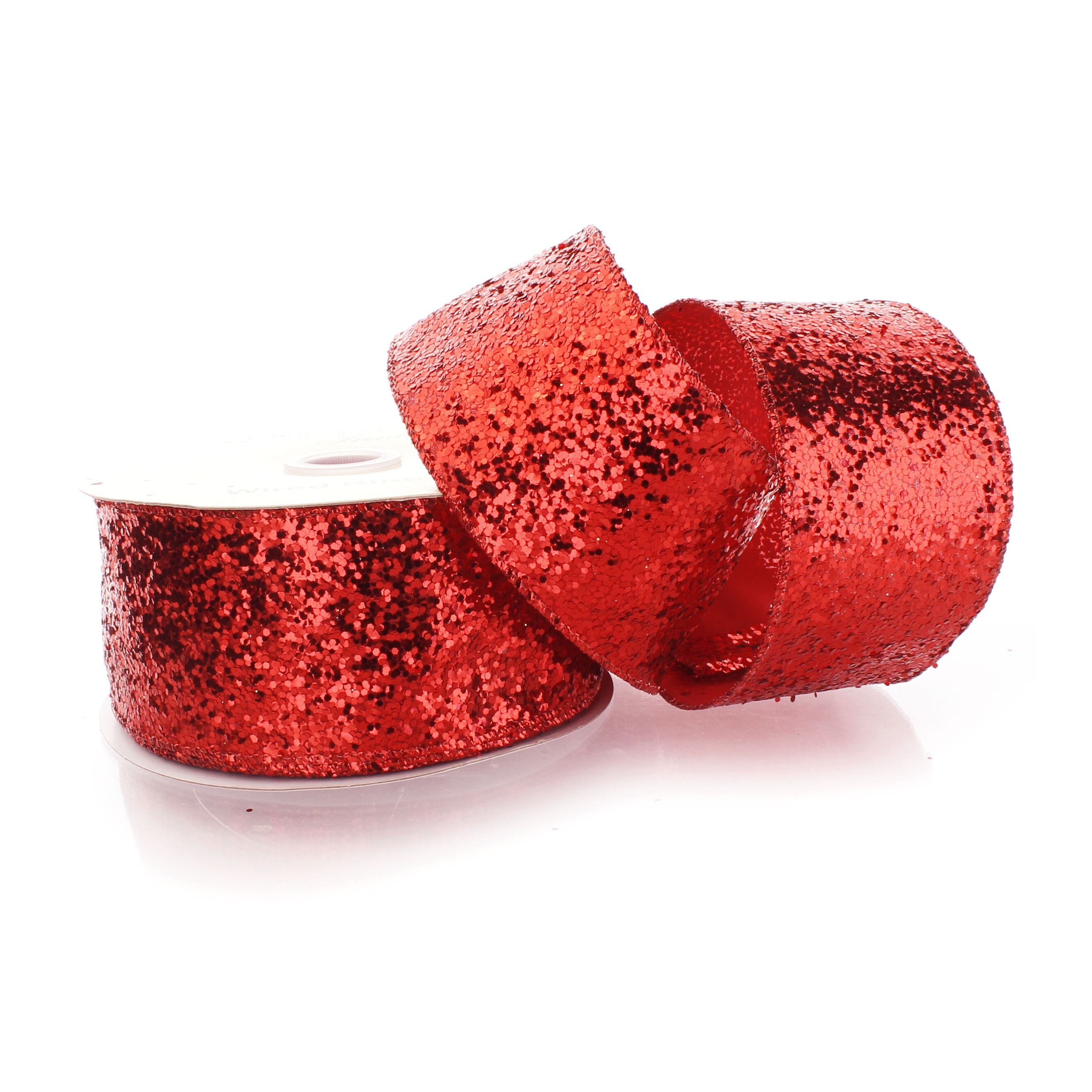 Wired Red Spangle Glitter Ribbon 2 1/2 Inch Holiday Christmas - Etsy