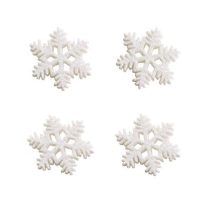White Glitter Sparkle Snowflake Christmas Flatback Resin Craft Embellishment Deco-Resins (4 pcs)