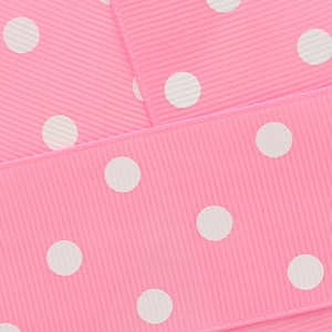 Bubblegum Pink with White Polka Dot Grosgrain Ribbon Choose Width and Length
