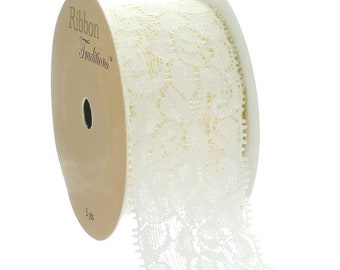 1.5" Ivory Elastic Stretch Lace Trim Choose Length