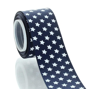 1,5 inch Marine met witte sterren Grosgrain lint Kies lengte
