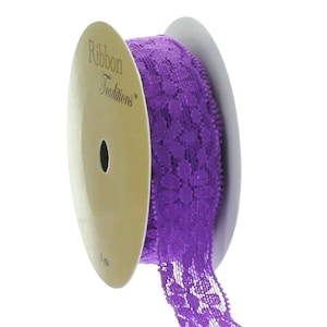 7/8&quot; Purple Elastic Stretch Lace Trim Choose Length