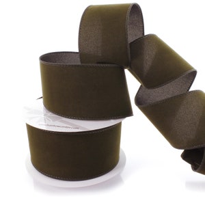Olive Grün Wildleder Samt Wired Band Herbst Rustikal Weihnachten Winter Hochzeit Urlaub 2,5 &quot;Breite # 40