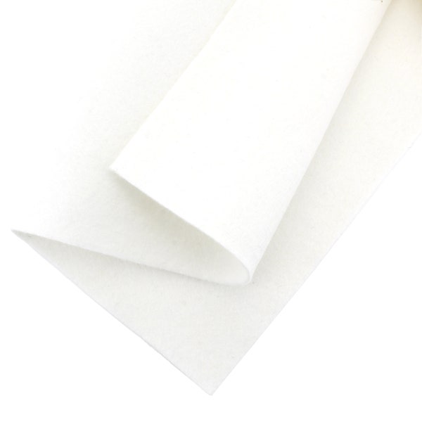 White 40% Merino Wool Blend Felt Crafting Sheets sz A4