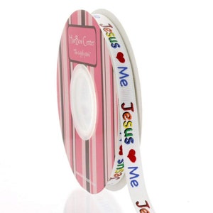 Cinta de 3/8" de la Primaria Jesús Me Ama Grosgrain - Elija la Longitud