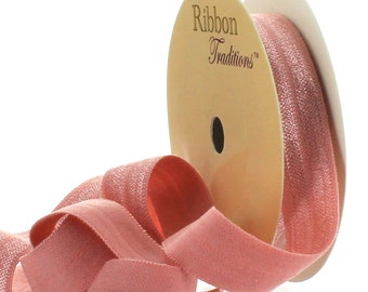 5/8 inch Fold Over Elastic (FOE) Ribbon 161 Dusty Rose -  Choose Length