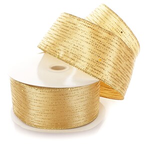Listras de lantejoulas com glitter horizontal com fio, ouro sólido, 2 1/2 polegadas, florista, casamento, feriado, natal, outono #40