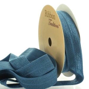 5/8&quot; Fold Over Elastic (FOE) Ribbon 338 Faded Blue -  Choose Length