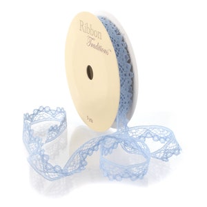 3/8&quot; Dusty Blue Lace Vintage French Ribbon Trim Choose Length