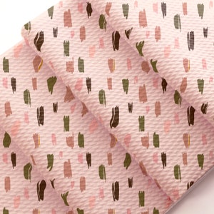 Brush Strokes Green Blush Pink Liverpool Bullet Stretch Fabric by the Yard or 6&quot; Strips