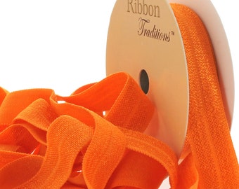5/8" Fold Over Elastic (FOE) Ribbon 749 Orange - Choose Length