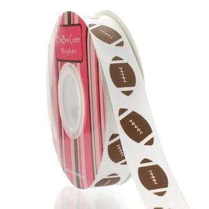 7/8 inch Football Grosgrain Ribbon - Choose Length