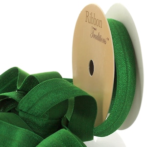 5/8&quot; Fold Over Elastic (FOE) Ribbon 684 Emerald Green - Choose Length