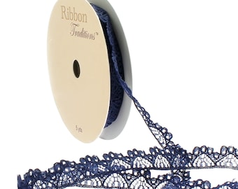 3/8 "Marine Blau Vintage schmale Spitze Ribbon Trim Wählen Sie Länge