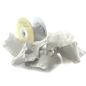 1.5&quot; Gray Satin Double Ruffle Ribbon Choose 3 or 25 yards