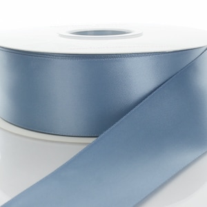 Ruban satiné double face bleu vintage - Largeur/longueur au choix
