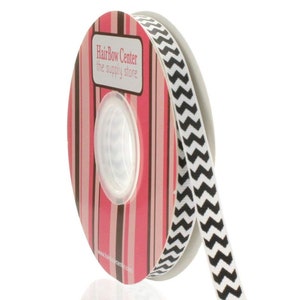 Nastro in grosgrain nero chevron da 3/8 pollici - Scegli la lunghezza