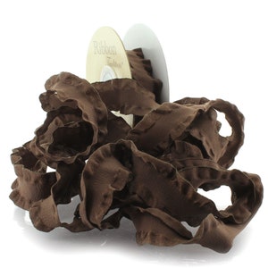 7/8&quot; Brown Satin Double Ruffle Ribbon Choose 3 or 25 yards