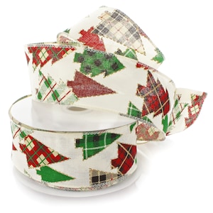 2 1/2&quot; Wired Buffalo Plaid Christmas Tree Cutouts - Choose Length