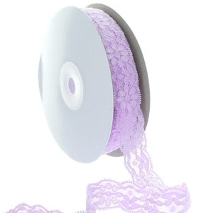 7/8&quot; Lavender Elastic Stretch Lace Trim Choose Length