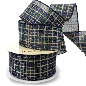 25mm 50Yard Double-sided Gingham Ribbon Scottish Grid Checkered Taffeta  Plaid Ribbon 100% Polyester Home Decoration Gift Wrappin