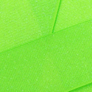 Neon Grün Dazzle Glitzer Ripsband- Wählen Sie Breite / Länge
