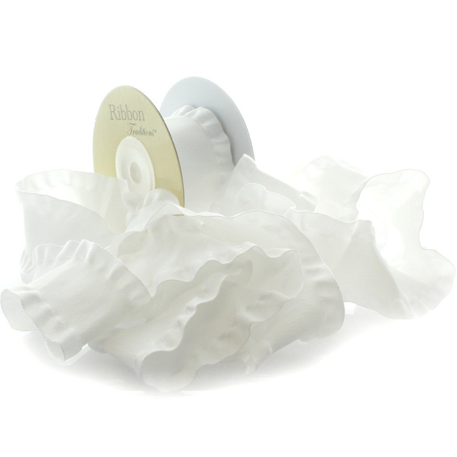 White Ruffle Ribbon Wide 1.5