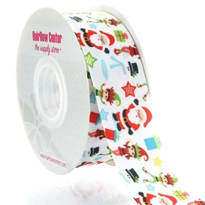1.5&quot; Santa and Elves Grosgrain Ribbon - Choose Length