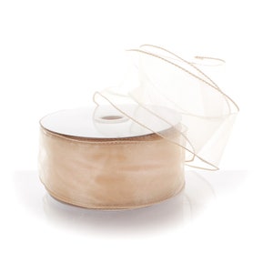 Baunilha Fava Transparente Organza Com Fio Fita Florista #40 #9 2,5" 1,5" Buquê Floral de Casamento Outono Inverno Férias
