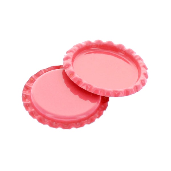 Flattened Bubblegum Pink Bottle Caps - Choose Quantity