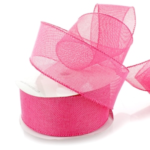 Pink Wired Juteband Florist # 9 # 40 1,5 &quot;2,5&quot; Türkränze Rustikale Hochzeit