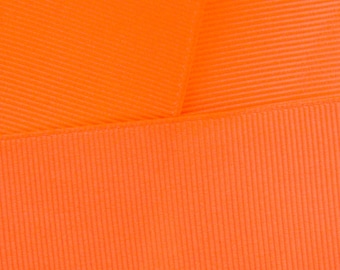 Neon Orange Grosgrain Ribbon Solid- Choose Width / Length