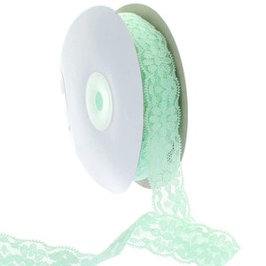 7/8&quot; Soft Green Elastic Stretch Lace Trim Choose Length