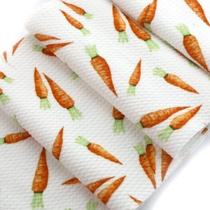 Easter Carrot Treats Liverpool Bullet Stretch Fabric by the Yard or 6&quot; Strips