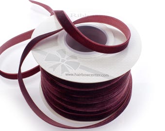 Burgundy Velvet Ribbon Choose Width and Length