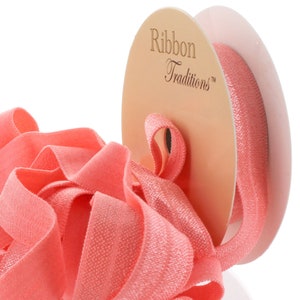 5/8&quot; Fold Over Elastic (FOE) Ribbon 238 Lt. Coral - Choose Length