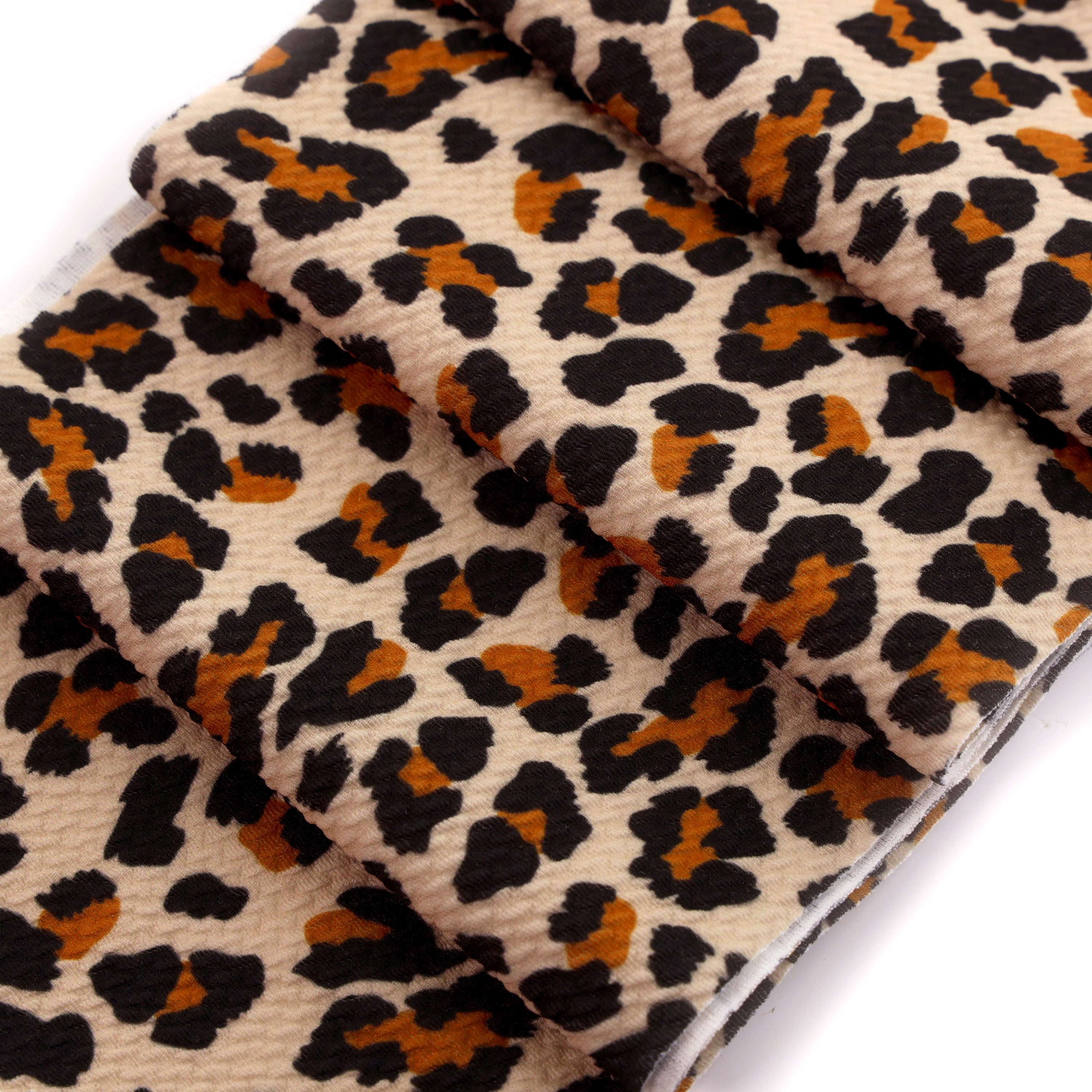 Brown Leopard Print Apparel Home Decor Faux Fur Fabric -Sold By
