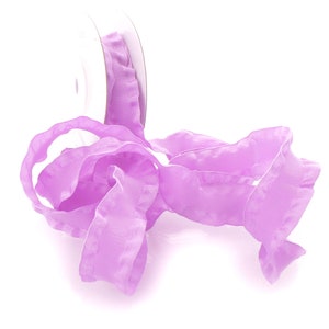 7/8&quot; Lavender Satin Double Ruffle Ribbon Choose 3 or 25 yards