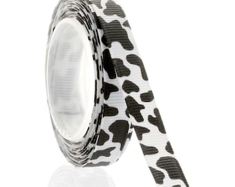 3/8 inch Cow Grosgrain Ribbon - Choose Length