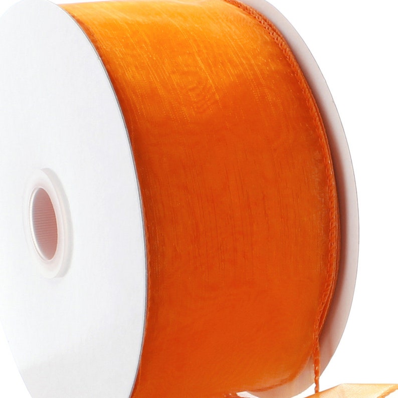 Tangerine Wired Sheer Organza Ribbon Choose Width Length