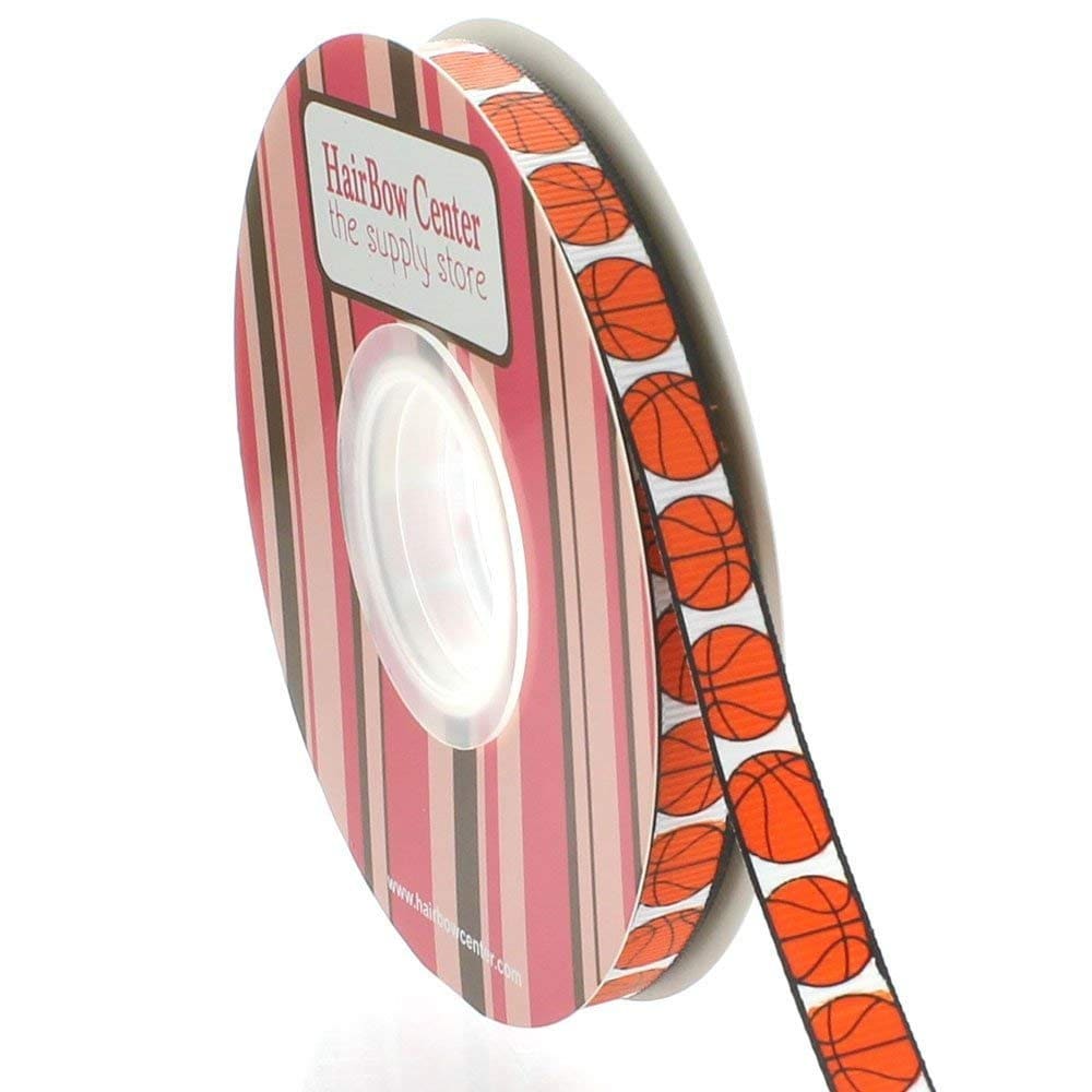 Basketball With Ribbon 3/8 Inch Basketball Grosgrain Ribbon - Choose Length - Etsy